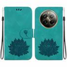 For Realme 12 Pro+ Global Lotus Embossed Leather Phone Case(Green) - 1