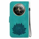 For Realme 12 Pro+ Global Lotus Embossed Leather Phone Case(Green) - 3