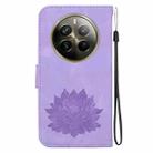 For Realme 12 Pro+ Global Lotus Embossed Leather Phone Case(Purple) - 3