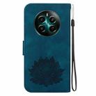 For Realme 12+ Lotus Embossed Leather Phone Case(Dark Blue) - 3