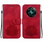 For Realme 12+ Lotus Embossed Leather Phone Case(Red) - 1