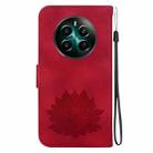 For Realme 12+ Lotus Embossed Leather Phone Case(Red) - 3