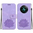 For Realme 12+ Lotus Embossed Leather Phone Case(Purple) - 1