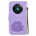 For Realme 12+ Lotus Embossed Leather Phone Case(Purple) - 3