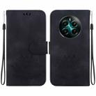 For Realme 12+ Lotus Embossed Leather Phone Case(Black) - 1