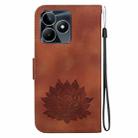 For Realme Narzo N53 / Note 50 Lotus Embossed Leather Phone Case(Brown) - 3