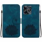 For Realme Narzo N53 / Note 50 Lotus Embossed Leather Phone Case(Dark Blue) - 1