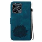 For Realme Narzo N53 / Note 50 Lotus Embossed Leather Phone Case(Dark Blue) - 3