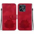 For Realme Narzo N53 / Note 50 Lotus Embossed Leather Phone Case(Red) - 1