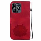 For Realme Narzo N53 / Note 50 Lotus Embossed Leather Phone Case(Red) - 3