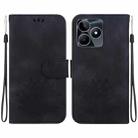 For Realme Narzo N53 / Note 50 Lotus Embossed Leather Phone Case(Black) - 1