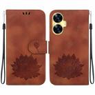 For Realme C55 / Narzo N55 Lotus Embossed Leather Phone Case(Brown) - 1