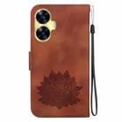 For Realme C55 / Narzo N55 Lotus Embossed Leather Phone Case(Brown) - 3