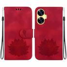 For Realme C55 / Narzo N55 Lotus Embossed Leather Phone Case(Red) - 1