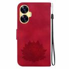 For Realme C55 / Narzo N55 Lotus Embossed Leather Phone Case(Red) - 3