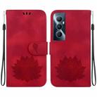 For Realme C65 4G Lotus Embossed Leather Phone Case(Red) - 1