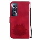 For Realme C65 4G Lotus Embossed Leather Phone Case(Red) - 3