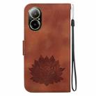 For Realme C67 4G Global Lotus Embossed Leather Phone Case(Brown) - 3