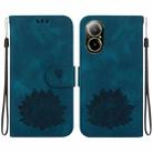 For Realme C67 4G Global Lotus Embossed Leather Phone Case(Dark Blue) - 1