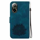 For Realme C67 4G Global Lotus Embossed Leather Phone Case(Dark Blue) - 3