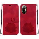 For Realme C67 4G Global Lotus Embossed Leather Phone Case(Red) - 1