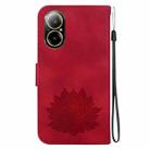 For Realme C67 4G Global Lotus Embossed Leather Phone Case(Red) - 3