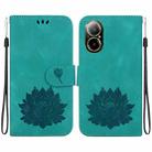 For Realme C67 4G Global Lotus Embossed Leather Phone Case(Green) - 1