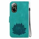 For Realme C67 4G Global Lotus Embossed Leather Phone Case(Green) - 3