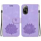 For Realme C67 4G Global Lotus Embossed Leather Phone Case(Purple) - 1