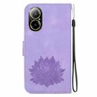 For Realme C67 4G Global Lotus Embossed Leather Phone Case(Purple) - 3