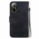 For Realme C67 4G Global Lotus Embossed Leather Phone Case(Black) - 3