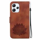 For Redmi 12 4G /  12 5G / Note 12R 5G Lotus Embossed Leather Phone Case(Brown) - 3