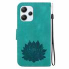 For Redmi 12 4G /  12 5G / Note 12R 5G Lotus Embossed Leather Phone Case(Green) - 3