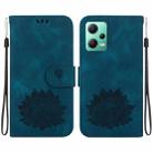 For Xiaomi Redmi Note 12 5G Global Lotus Embossed Leather Phone Case(Dark Blue) - 1