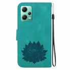 For Xiaomi Redmi Note 12 5G Global Lotus Embossed Leather Phone Case(Green) - 3