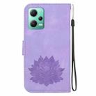 For Xiaomi Redmi Note 12 5G Global Lotus Embossed Leather Phone Case(Purple) - 3