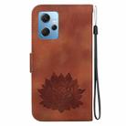 For Xiaomi Redmi Note 12 4G Global Lotus Embossed Leather Phone Case(Brown) - 3