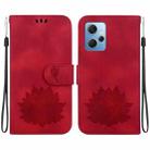 For Xiaomi Redmi Note 12 4G Global Lotus Embossed Leather Phone Case(Red) - 1
