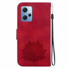 For Xiaomi Redmi Note 12 4G Global Lotus Embossed Leather Phone Case(Red) - 3