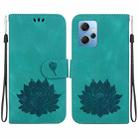For Xiaomi Redmi Note 12 4G Global Lotus Embossed Leather Phone Case(Green) - 1