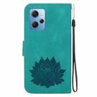 For Xiaomi Redmi Note 12 4G Global Lotus Embossed Leather Phone Case(Green) - 3