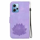 For Xiaomi Redmi Note 12 4G Global Lotus Embossed Leather Phone Case(Purple) - 3