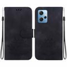 For Xiaomi Redmi Note 12 4G Global Lotus Embossed Leather Phone Case(Black) - 1