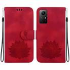 For Xiaomi Redmi Note 12S Lotus Embossed Leather Phone Case(Red) - 1