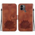 For Xiaomi Redmi A1+ / A2+ Lotus Embossed Leather Phone Case(Brown) - 1