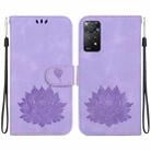 For Xiaomi Redmi Note 12 Pro 4G Lotus Embossed Leather Phone Case(Purple) - 1