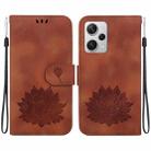 For Xiaomi Redmi Note 12 Pro+ Lotus Embossed Leather Phone Case(Brown) - 1