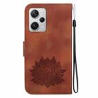 For Xiaomi Redmi Note 12 Pro+ Lotus Embossed Leather Phone Case(Brown) - 3