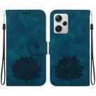 For Xiaomi Redmi Note 12 Pro+ Lotus Embossed Leather Phone Case(Dark Blue) - 1