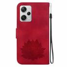 For Xiaomi Redmi Note 12 Pro+ Lotus Embossed Leather Phone Case(Red) - 3